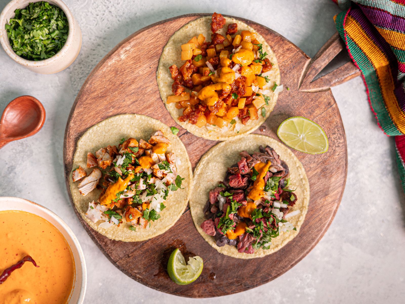 Steak, Chorizo & Chicken Tacos